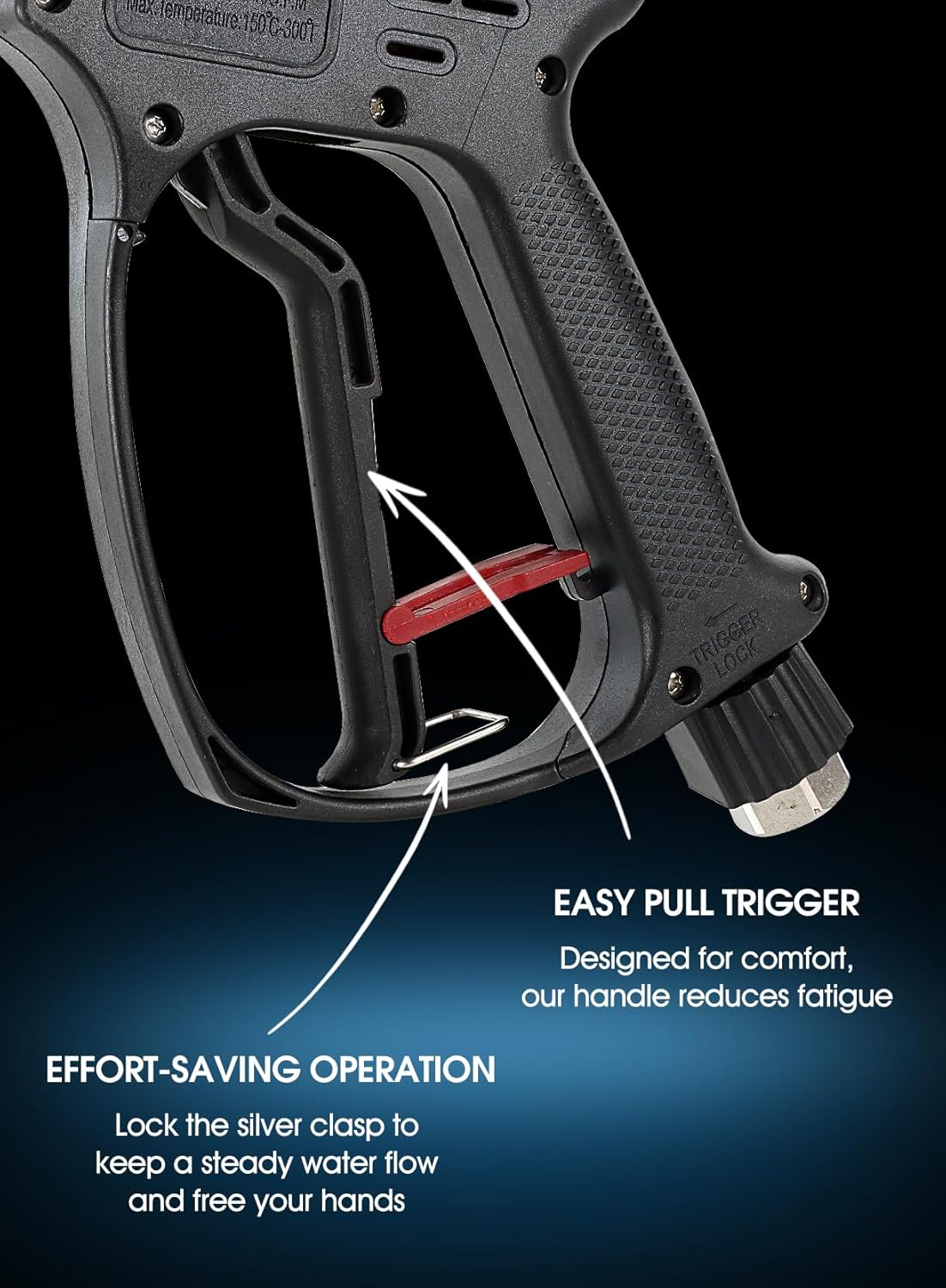 Short Pressure Washer Gun, 5000 PSI Max Swivel High Pressure Washer Extension Wand with 5 Nozzles, M22 14MM Swivel Connect & M22 15MM, Car Wash Kit Power Washer Gun for Cars, Driveway, Yard, Fence image number 2