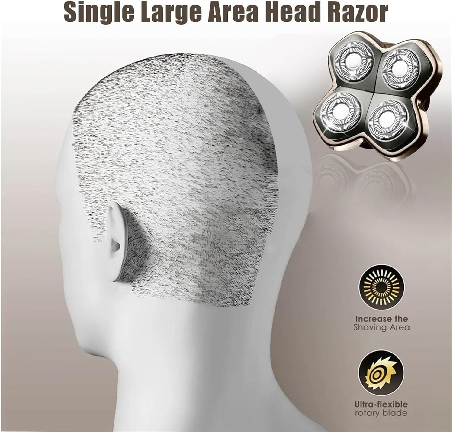 Shaver Replacement Heads &ndash; Universal Compatible Rotary Blade for Bald Head Shaver, Smooth Skin-Friendly Design, Wet & Dry Use, Easy to Install(Silver-1)