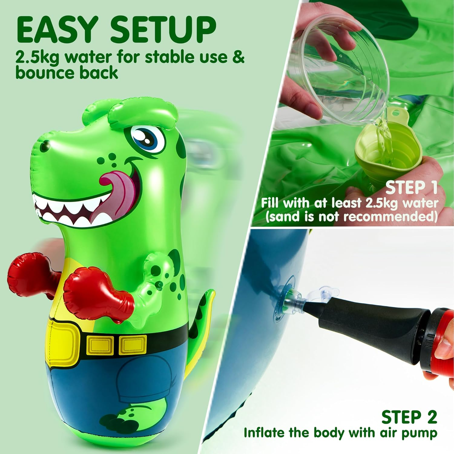 JOYIN Inflatable T-Rex Dinosaur Bopper 47 Inches, Bop Bag Inflatable Punching Toy, Kids Punching Bag with Bounce-Back Action image number 5