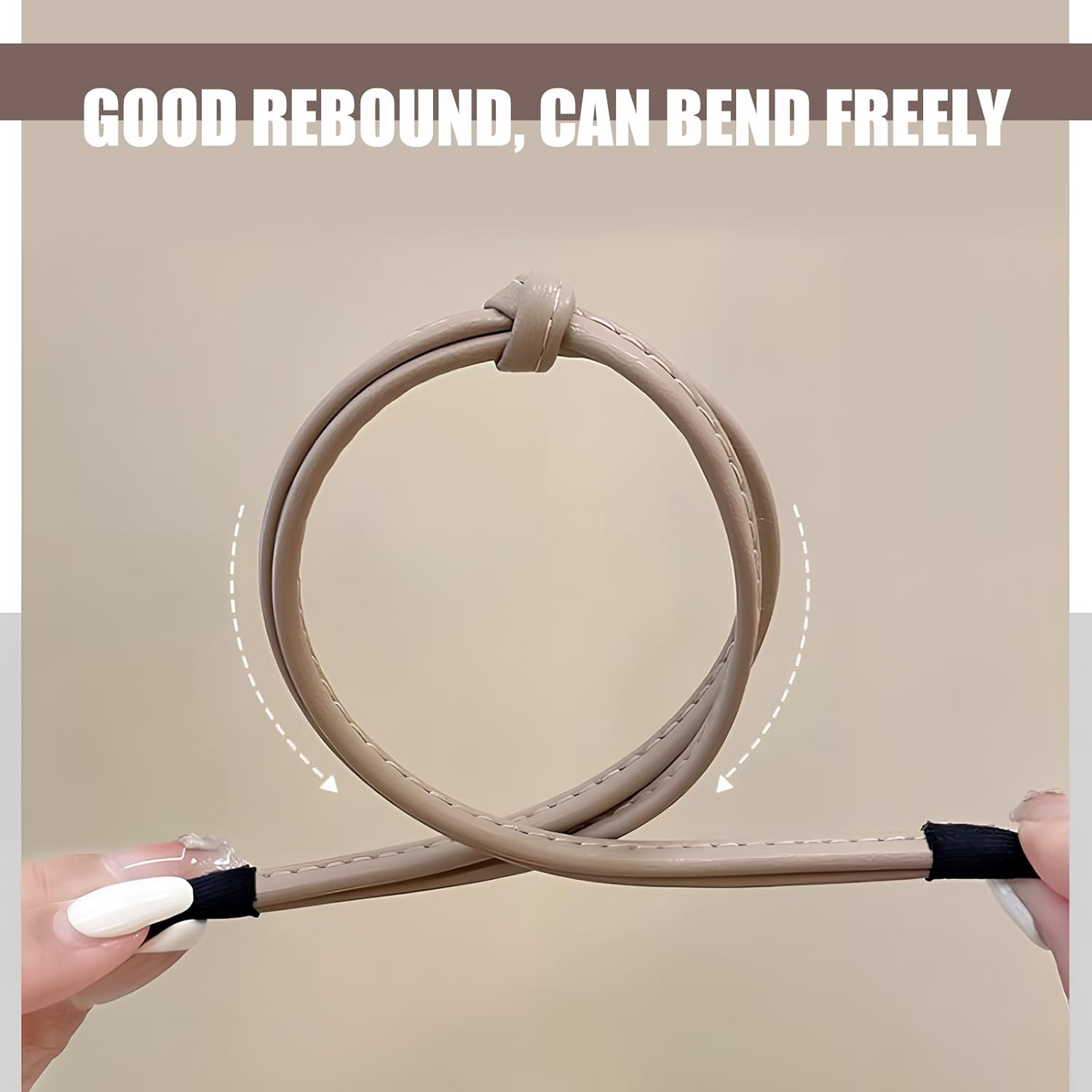 Pack of 5 Women'S Headbands, Elegant Thin Leather Headbands, Cute Knotted Leather Headbands, Solid, Simple, Fashionable, Non-Slip Hair Bands, Hair Styling Accessories for Women and Girls image number 3