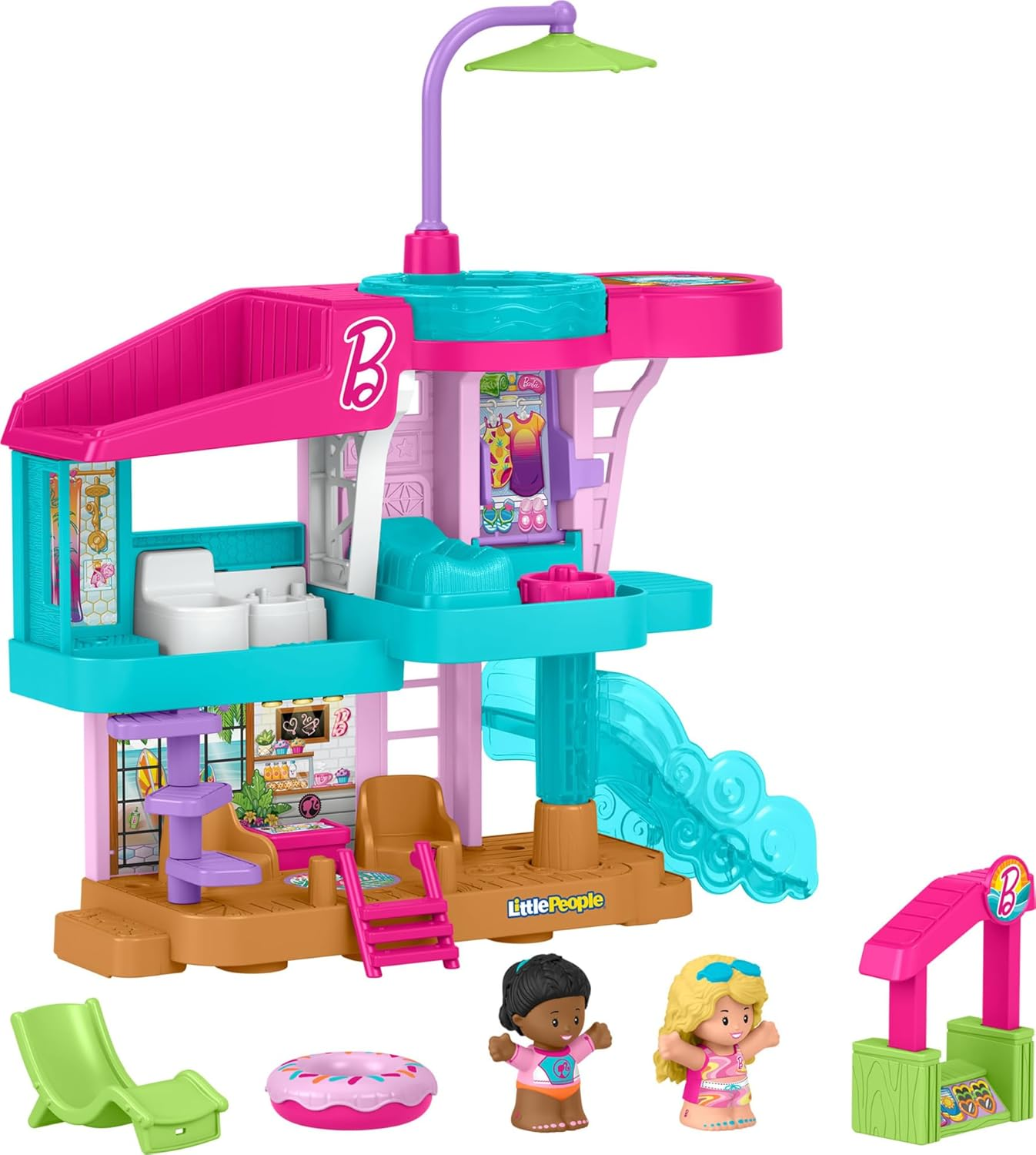 Fisher-Price Little People Toddler Toy Barbie Beach House Playset with Figures & Accessories for Preschool Pretend Play Kids Ages 18+ Months image number 5