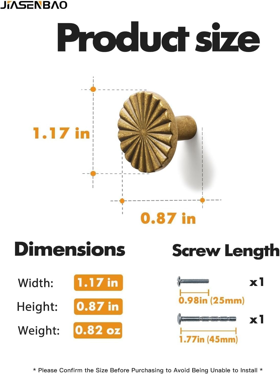 Phoselpida Antique Brass Cabinet Knobs, Vintage Sunburst Design, 30Mm, Set of 10, Zinc Alloy Drawer Pulls with Hardware image number 1