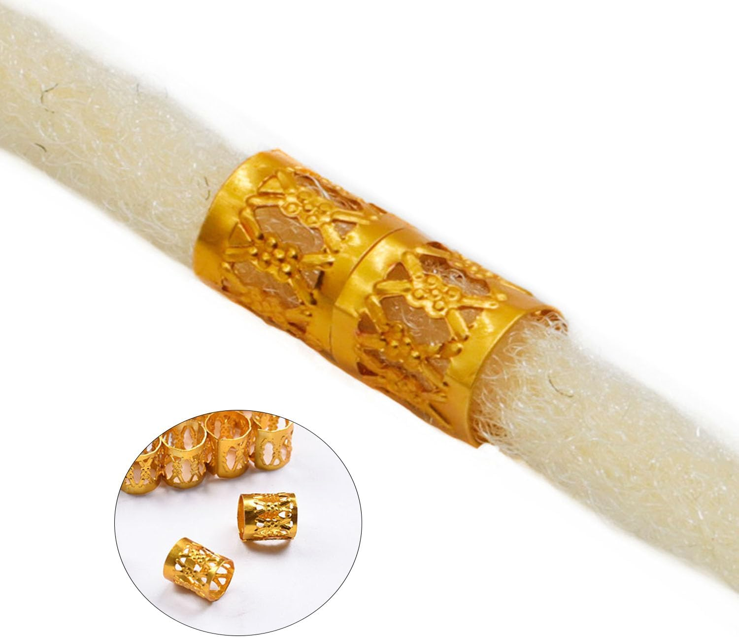 Pack of 100 Hair Accessories for Braids, for Hair Dreadlocks, Jewellery for Hair, Hair Pendants for Women, Hair Braiding Tool, Adjustable Metal, Fashionable, Durable, Exquisite, Golden