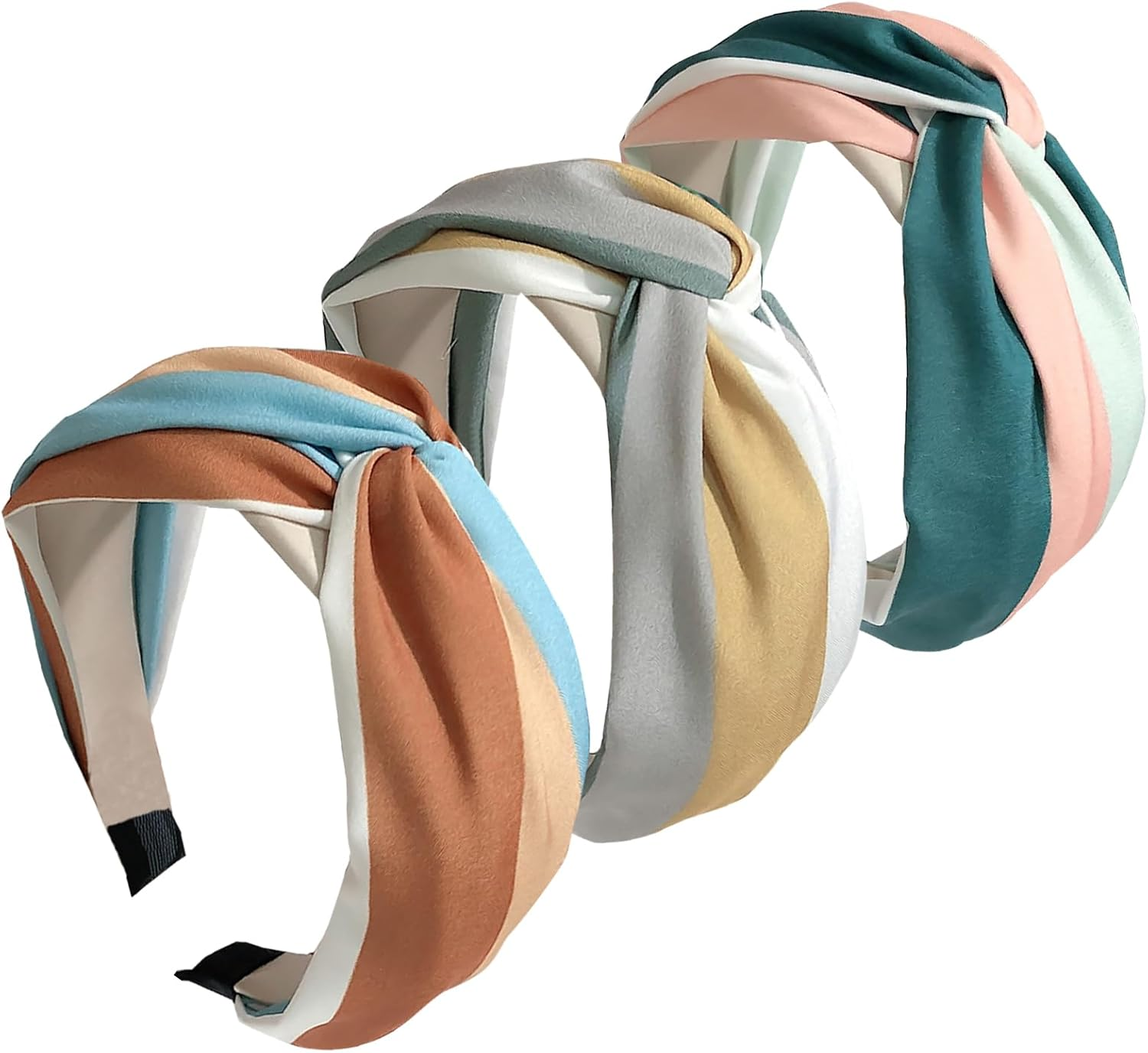 Pack of 3 Headbands for Women Hair Boho Wrap Tie Fashion Hair Bands Elastic Twist Hair Scarf Pretty Bow Tie Wide Alice Hair Bands for Women UK and Girls