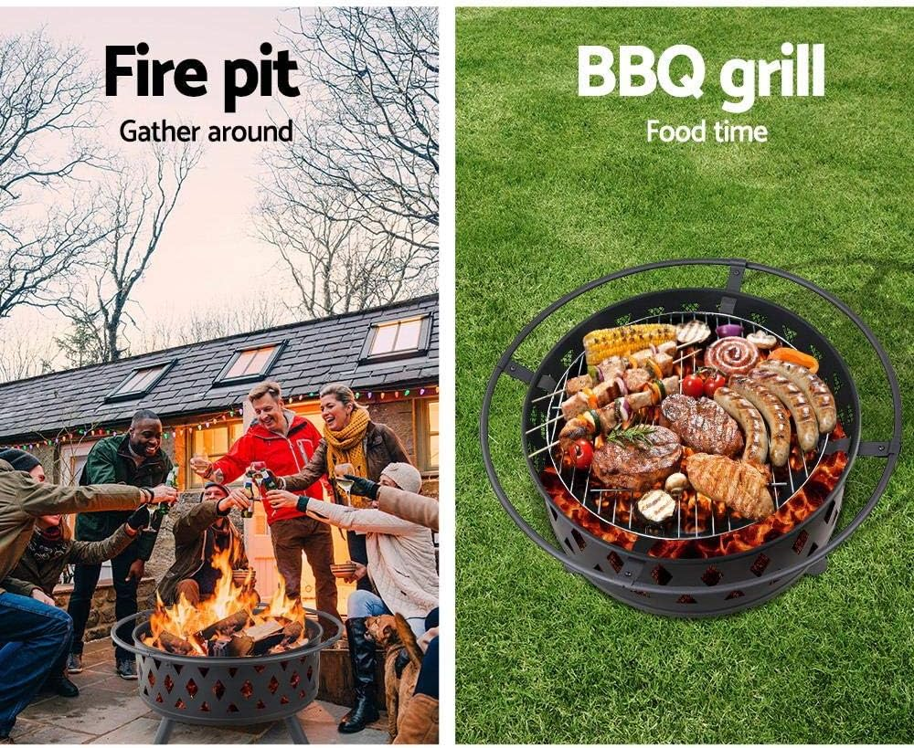Grillz 32 Inch Portable Outdoor Fire Pit and BBQ - Black image number 1