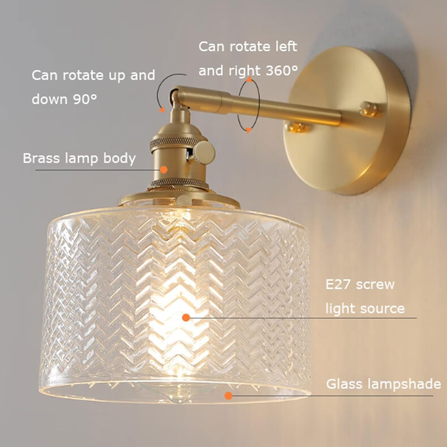 Wall Lamps Sconces Classical Light LED Wall Light with Glass Lampshade Indoor Wall Lamps for Study Reading Working Wall Lighting image number 5