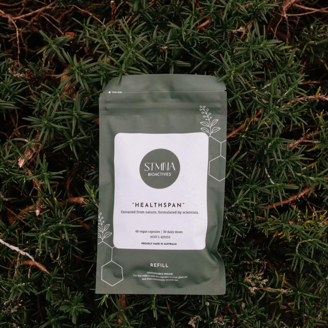 Healthspan Supplement for Longevity (Refill Pouch) - Turmeric, Resveratrol, Ashwagandha | Natural Anti-Inflammatory, Antioxidant & Adaptogen | Cellular & Skin Health - STMNA Bioactives image number 1