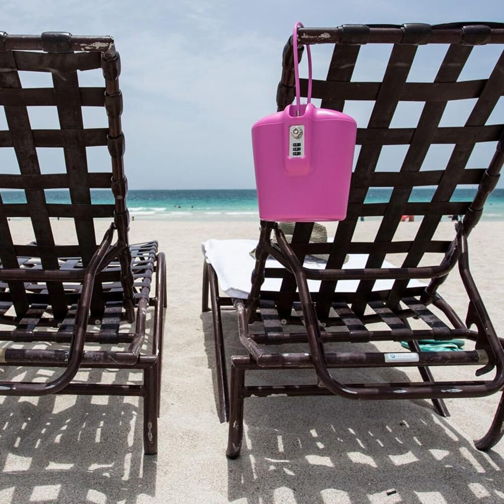 SAFEGO Portable Indoor/Outdoor Lock Box Safe with Key and Combination Access (Pink)