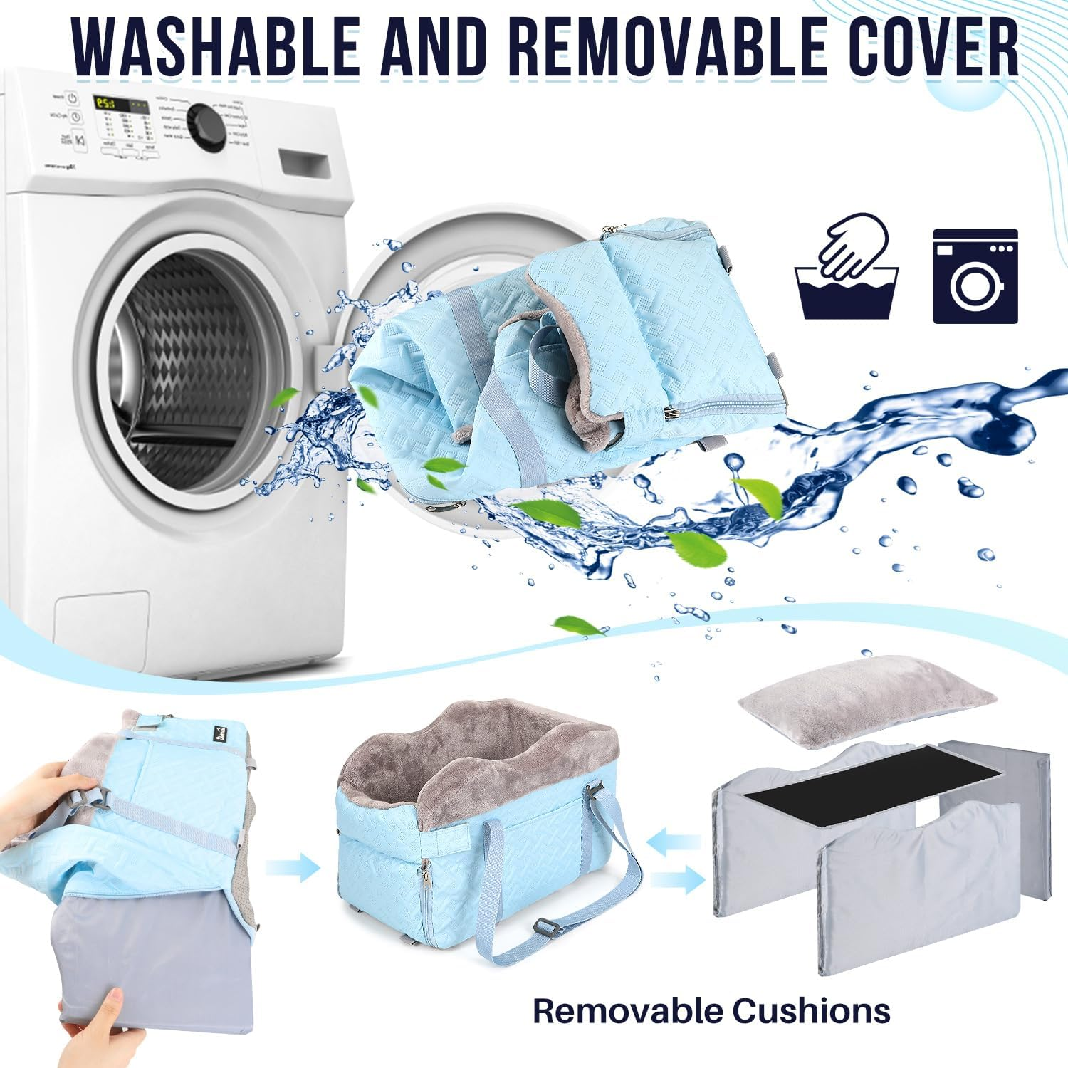 Slowton Center Console Dog Car Seat for Small Dogs - Comfortable Puppy Car Seat with Washable Cover Safety Leash and Storage Pockets, Portable Pet Carseat for Small Dog up to 9 Lbs image number 1