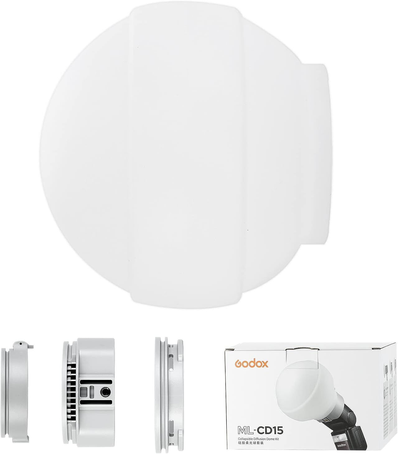 Godox ML-CD15 Foldable Dome Diffuser Kit with 3 Adapters for Godox ML30 Ml30Bi ML60 Ml60Bi & Ad100Pro AD200 AD200PRO & V1 V860III V860II V850III TT685II TT685 Series Flash image number 5