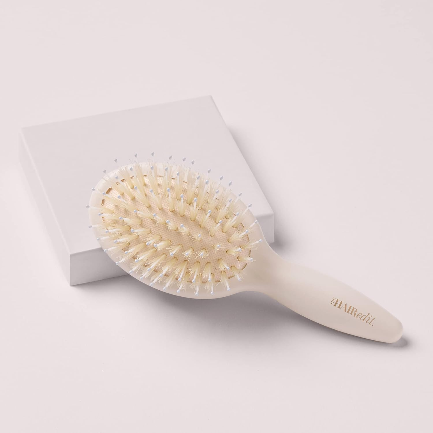 The Hair Edit Finish & Shine Travel Size Boar Bristle Hair Brush Cream image number 4