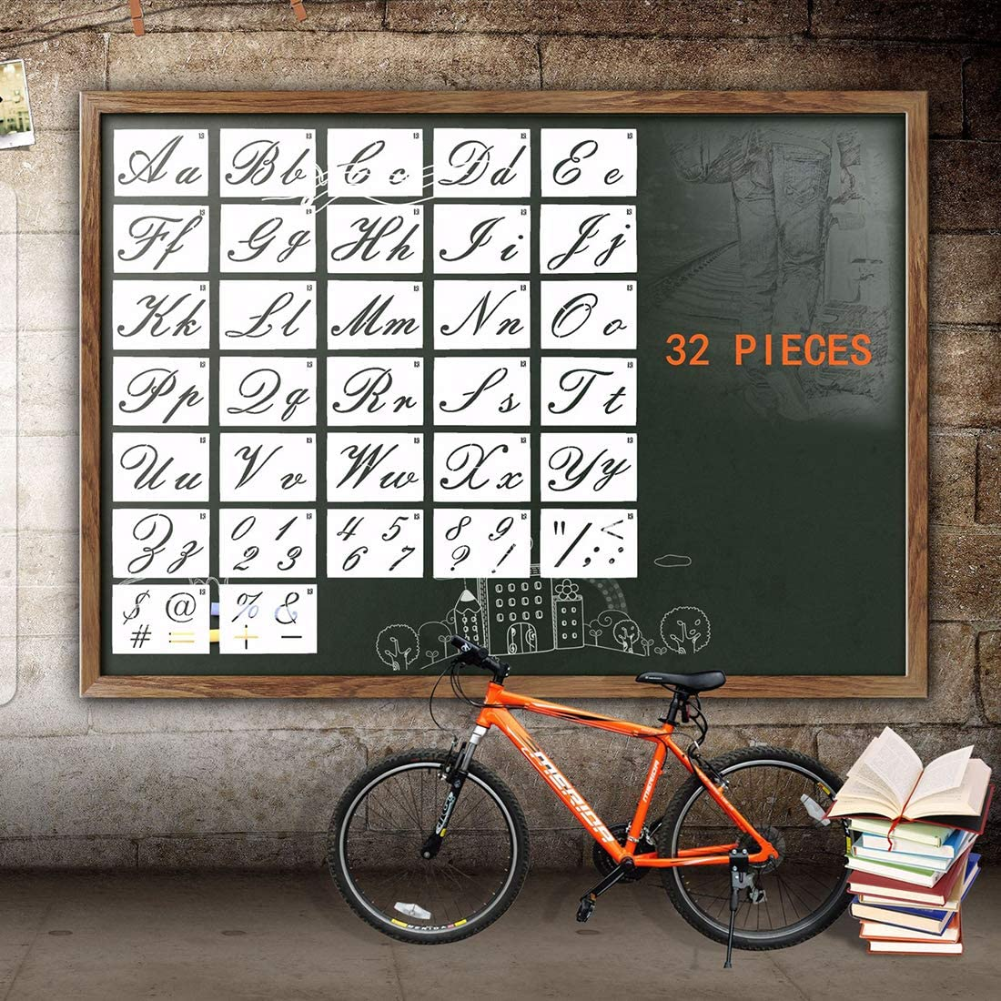 Letter Stencils Cursive Letter Stencils Calligraphy Stencil Letters Cursive Alphabet Letter Number Drawing Painting Stencils Scale Template Sets for DIY Painting Craft for Painting on Wood image number 6