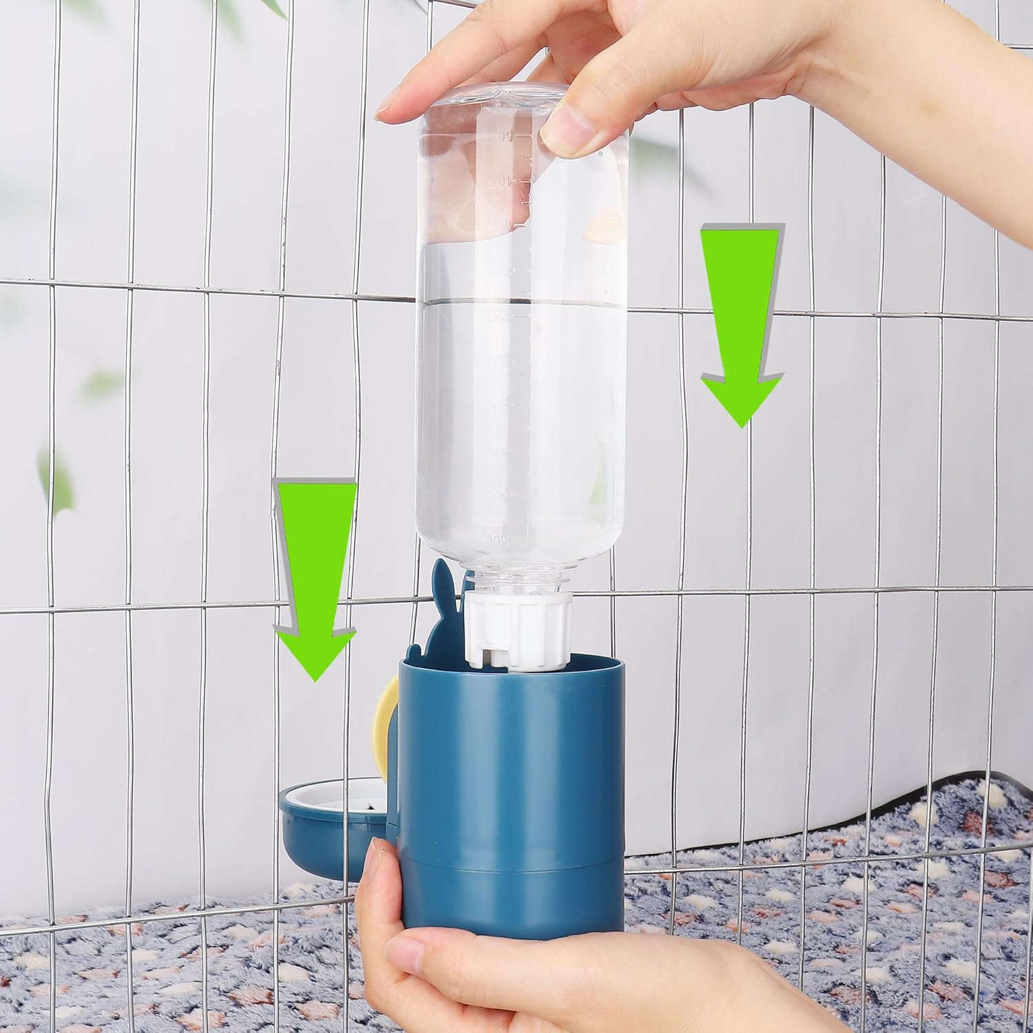 Rabbit Water Bottles 500Ml Large Guinea Pig Non Drip Automatic Kettle for Bunny/Ferret/Hedgehog Small Animal Dispenser (Blue) image number 6