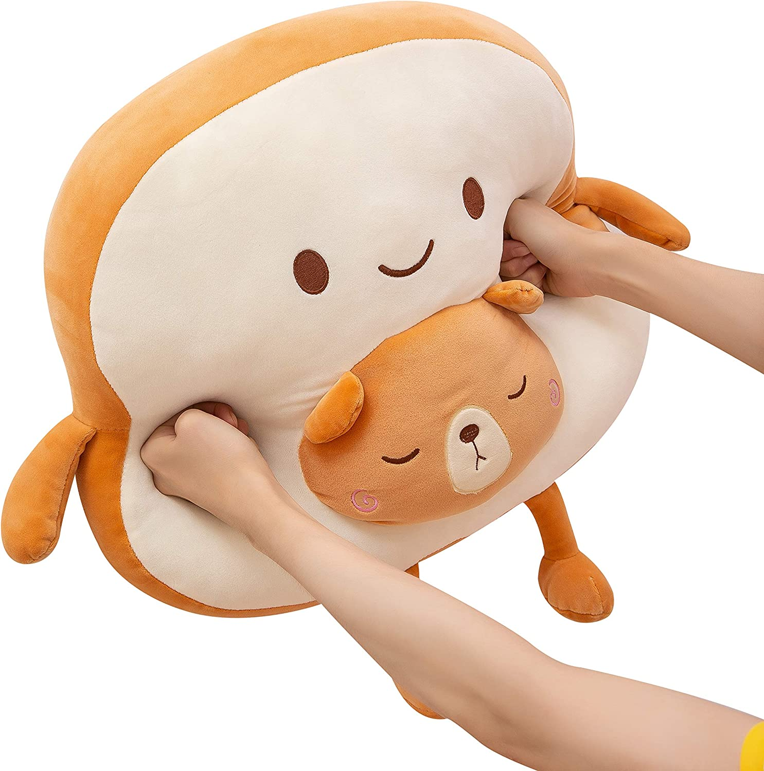 SQUISHY DOT Kawaii Stuffed Animal, Toast Plush Pillow, Cute Cushion, Throw Pillow, Stuffed Bread Plushie, Sliced Bread Toy, Cute Japanese Anime Plush Cushion image number 1
