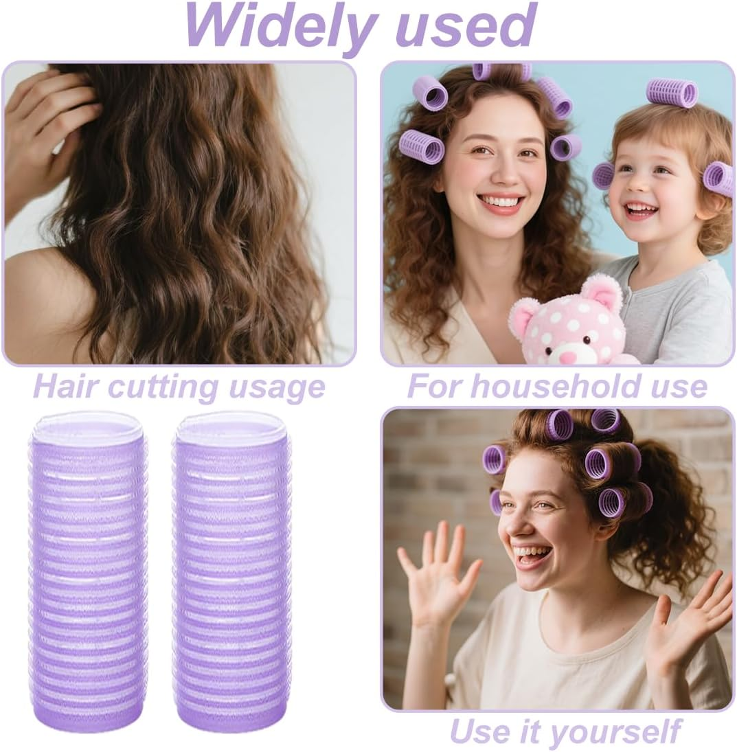 LQIOACU Pack of 12 Hair Rollers, Small Hair Crimper, Curler Self-Adhesive Set, Hair Roller, Hair Rollers Curls for Long Medium Small Hair, 1.5 Cm, Light Purple image number 1