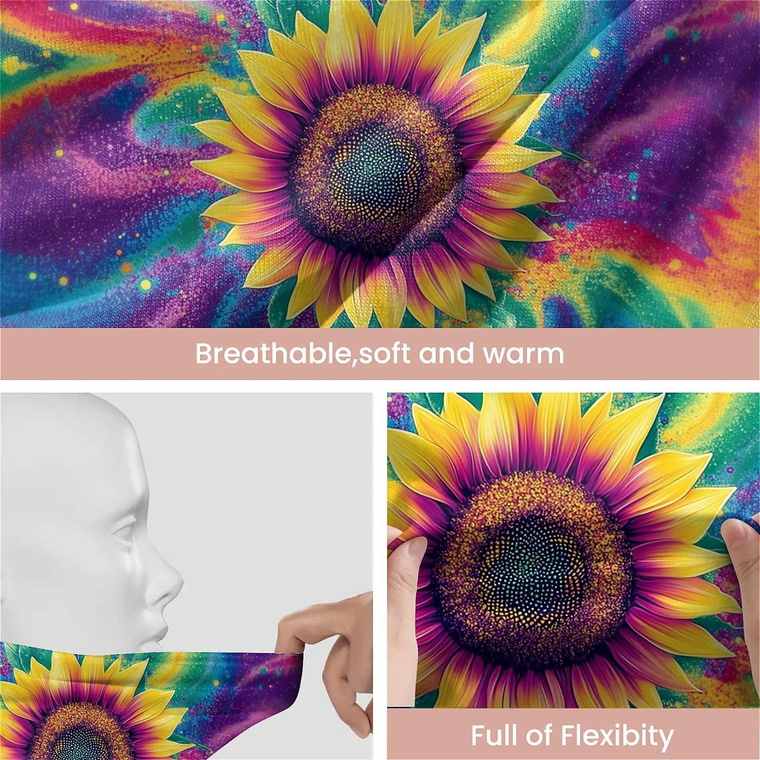 Abstract Neon Purple Women'S Slouchy Beanie Hat Cute Turban Hats Cancer Headwear Caps Baggy Skull Sleep Scarf - Blue Gradient Leopard image number 5