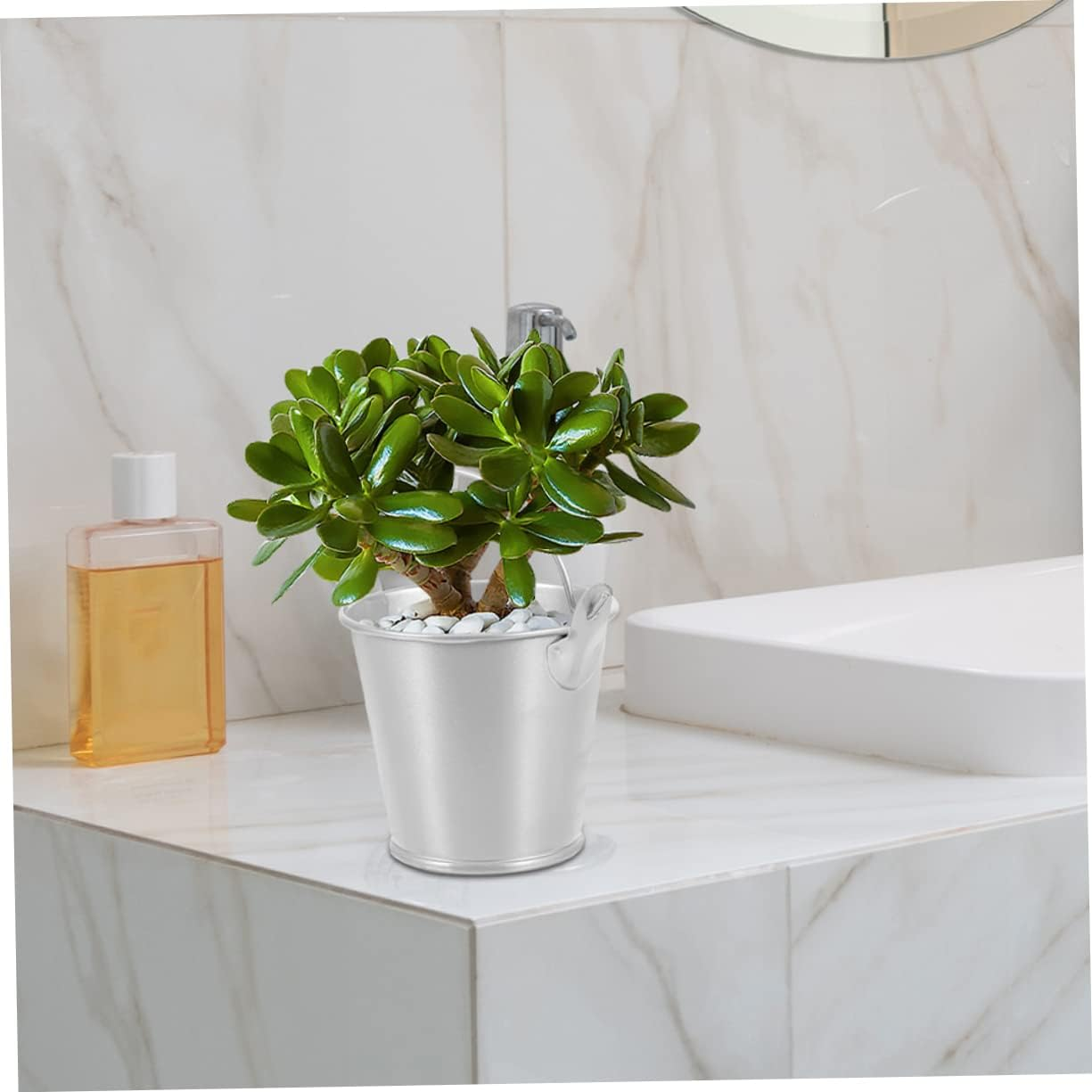 BRIGHTFUFU 5Pcs Mini Galvanized Tin Buckets with Handle for Succulent Plants and Candy Party Favors, Small Metal Planters Flower Holders for Wedding Decorations and Crafts image number 6
