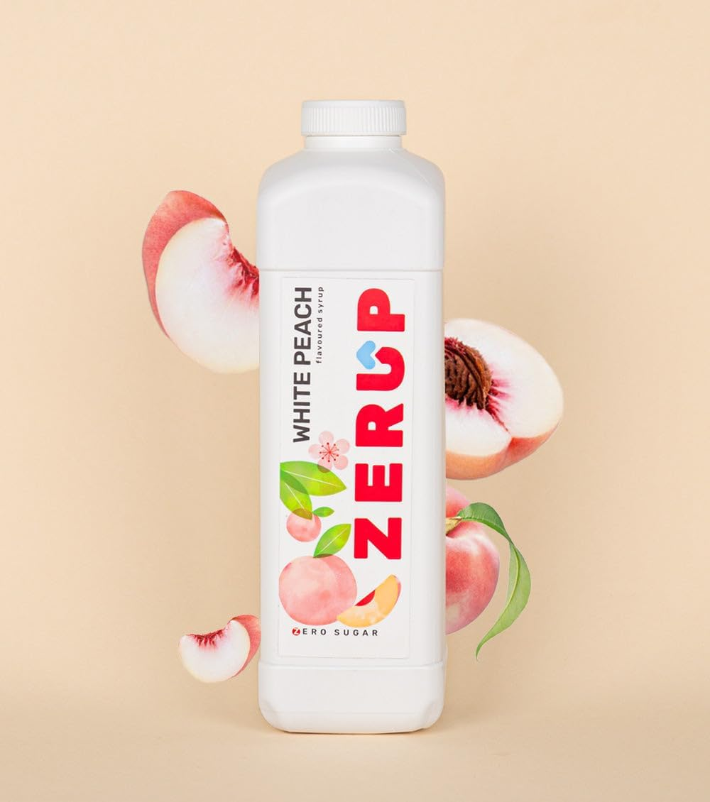 Zerup Zero Sugar White Peach Flavoured Syrup 2 X 1L Bottles, Sugar Free Syrup, White Peach Flavour Drink Mix, Low Calorie Flavourings for Milk Shakes, Cocktails, Teas, Gluten Free, Keto Friendly, Halal image number 2
