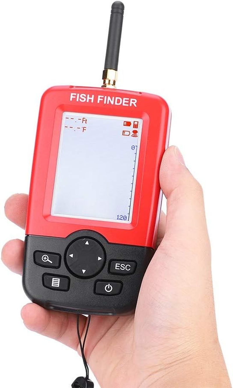 Fishfinder, 100M Wireless Sonar Sensor Fishfinder Echo Sounder Fish Finder with White LED Backlight Portable Sonar Fishfinder Tackle Accessory for Fishing/Ice Fishing/Kayak Fishing