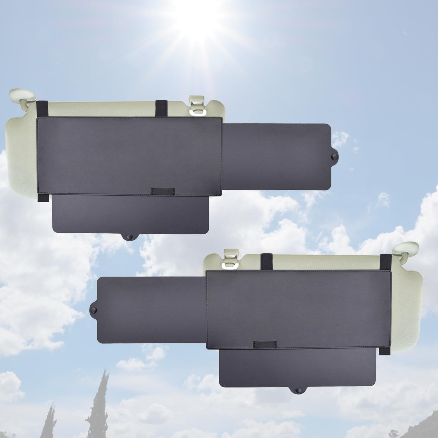 Car Visor Extender, FULLONG Car Sunshade, Windshield and Side Window Sunshine Blocker for Driver and Passenger, 2 Pieces (Black) image number 6