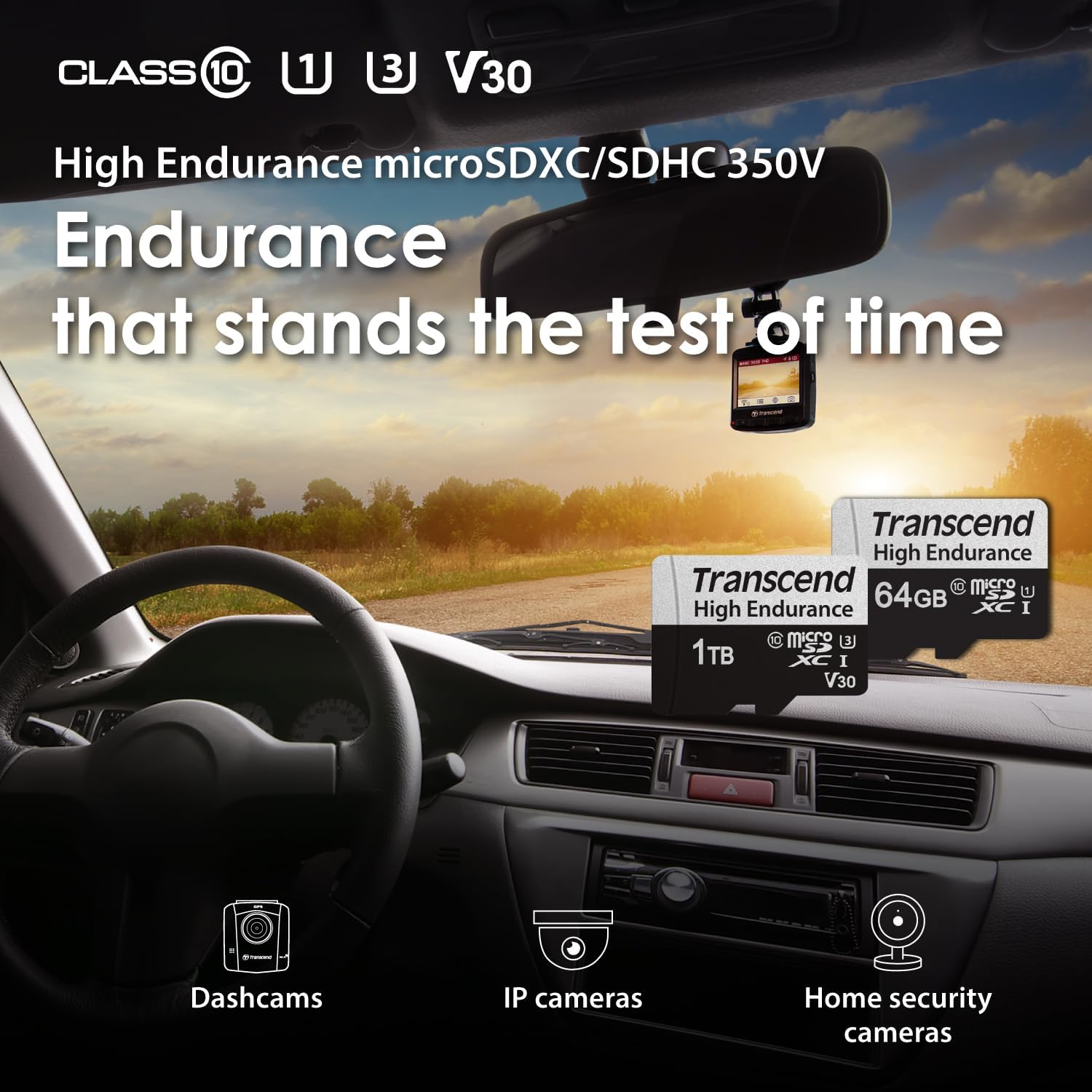 Transcend 32GB High Endurance Microsdxc 350V Memory Card UHS- I, C10, U3, Full HD &ndash; TS32GUSD350V image number 1