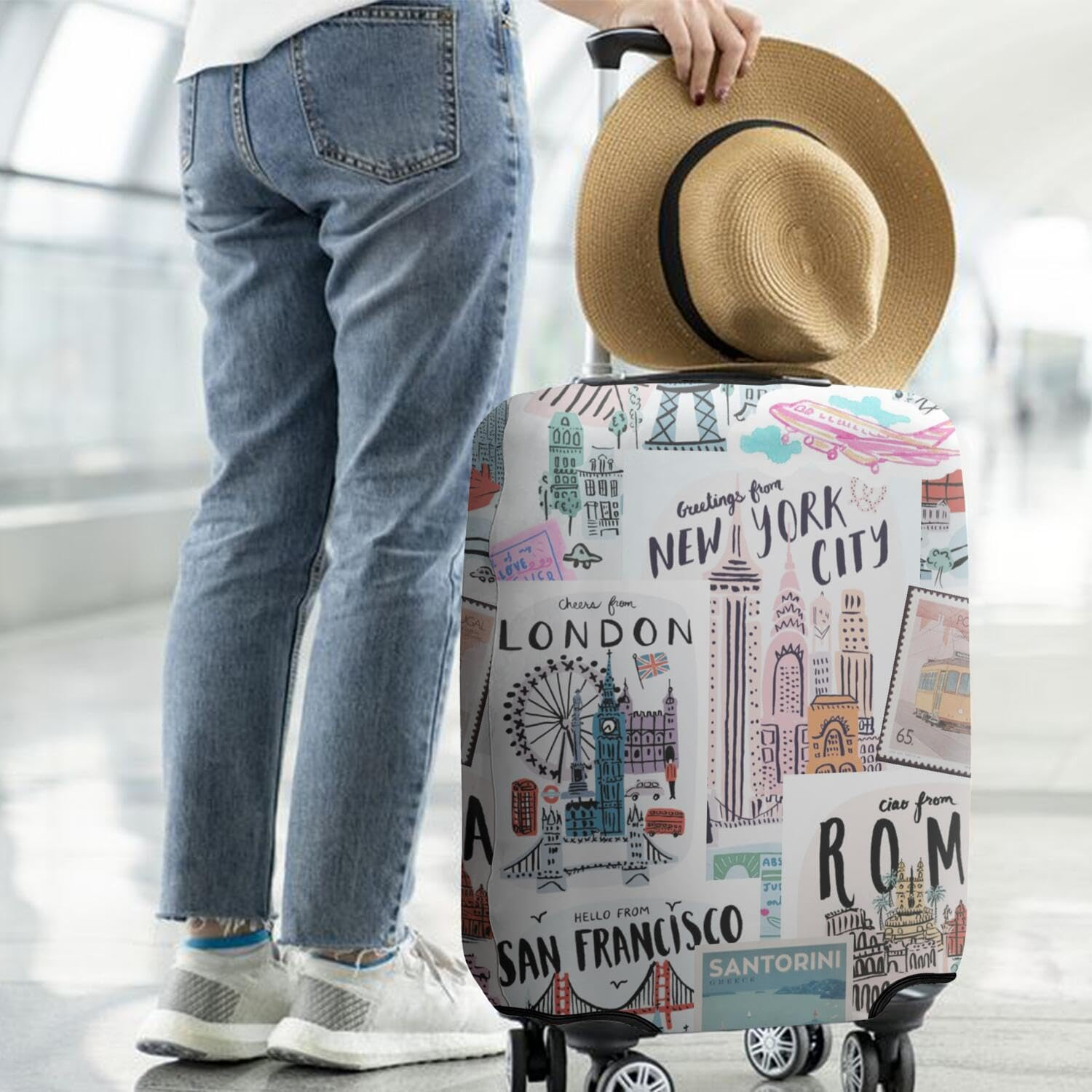 Vehcimbev Luggage Cover Washable Elastic Travel Suitcase Cover Anti-Scratch Suitcase Cover Fits 18-20 Inch Luggage Cover, Luggage Cover-5, Xl(29-32In) image number 7