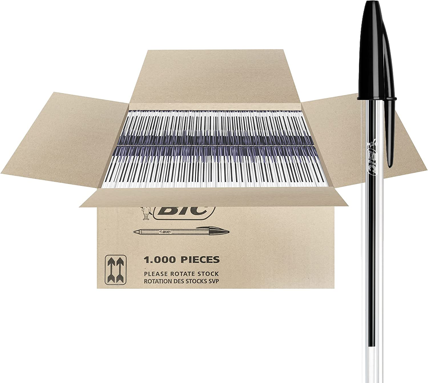 BIC 954375 Cristal Original Ball Point Pen Medium Point (1.0 Mm) - Black, Box of 12 Pens