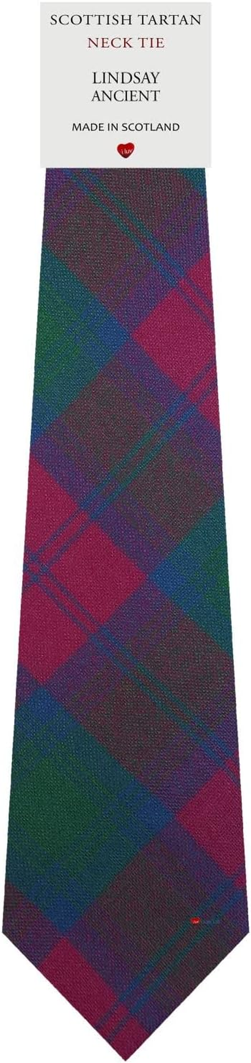 Mens All Wool Tie Woven and Made in Scotland in Lindsay Ancient Tartan