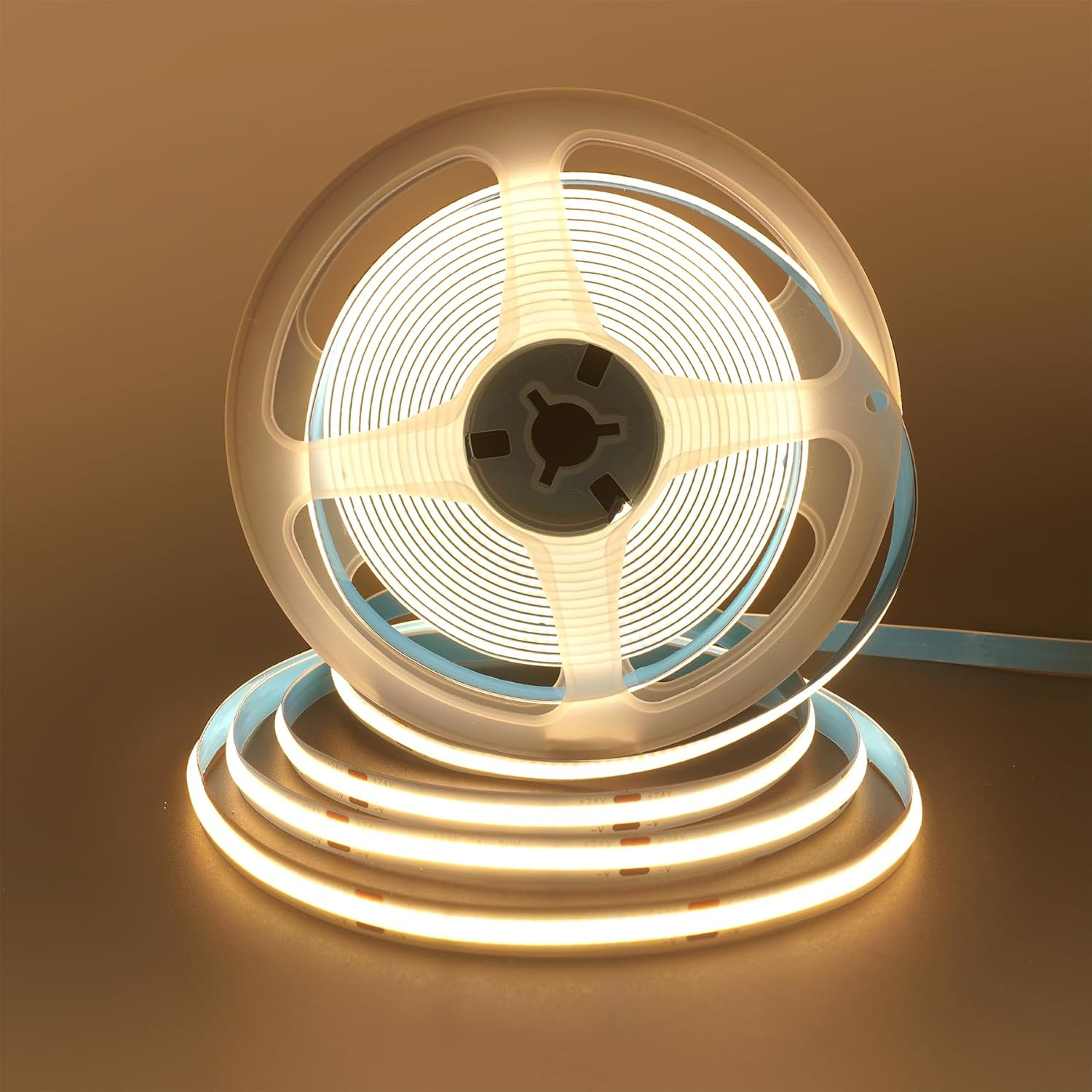 Clearhill 24V COB 320LED Strip Lights,32.8Ft/10M(No Power Supply),Warm White 3000K,320Leds/M,With 5521DC Male and Female Connectors,8Mm Width,Electroplated Double-Sided Panel,Ip20,For DIY Home Indoor image number 6