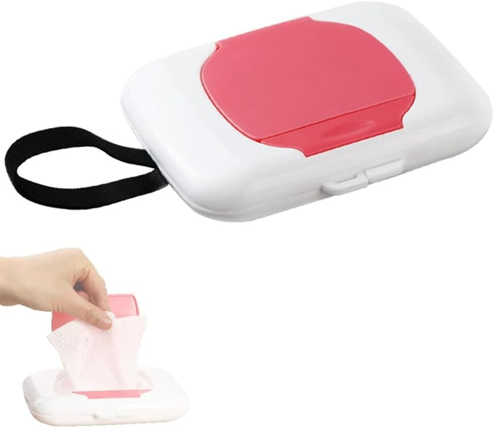 Travel Wipe Holder Reusable Wet Wipe Container Box Strollers Hanging Dispensers Refillable Wipe Case Safe Wet Storage (Green+ Red+ Grey)