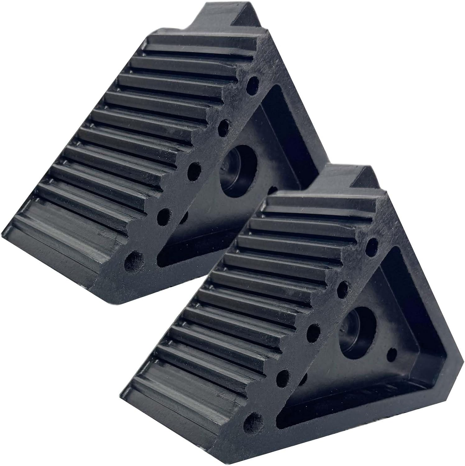 2-Pack Heavy Duty Black Wheel Chock，Made of Solid Rubber (8" X 4" X 6"- Pair) image number 2