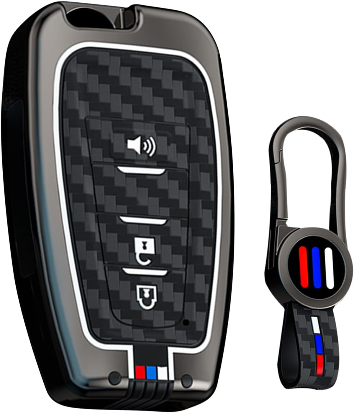 Ontto Luminous Car Key Cover Fit for Toyota RAV4 Camry Prius Prime Avalon C-HR GT86 Highlander Prado Yaris Metal Smart Shell Case Key Holder Keyring Keychain Accessories 2 Buttons Black