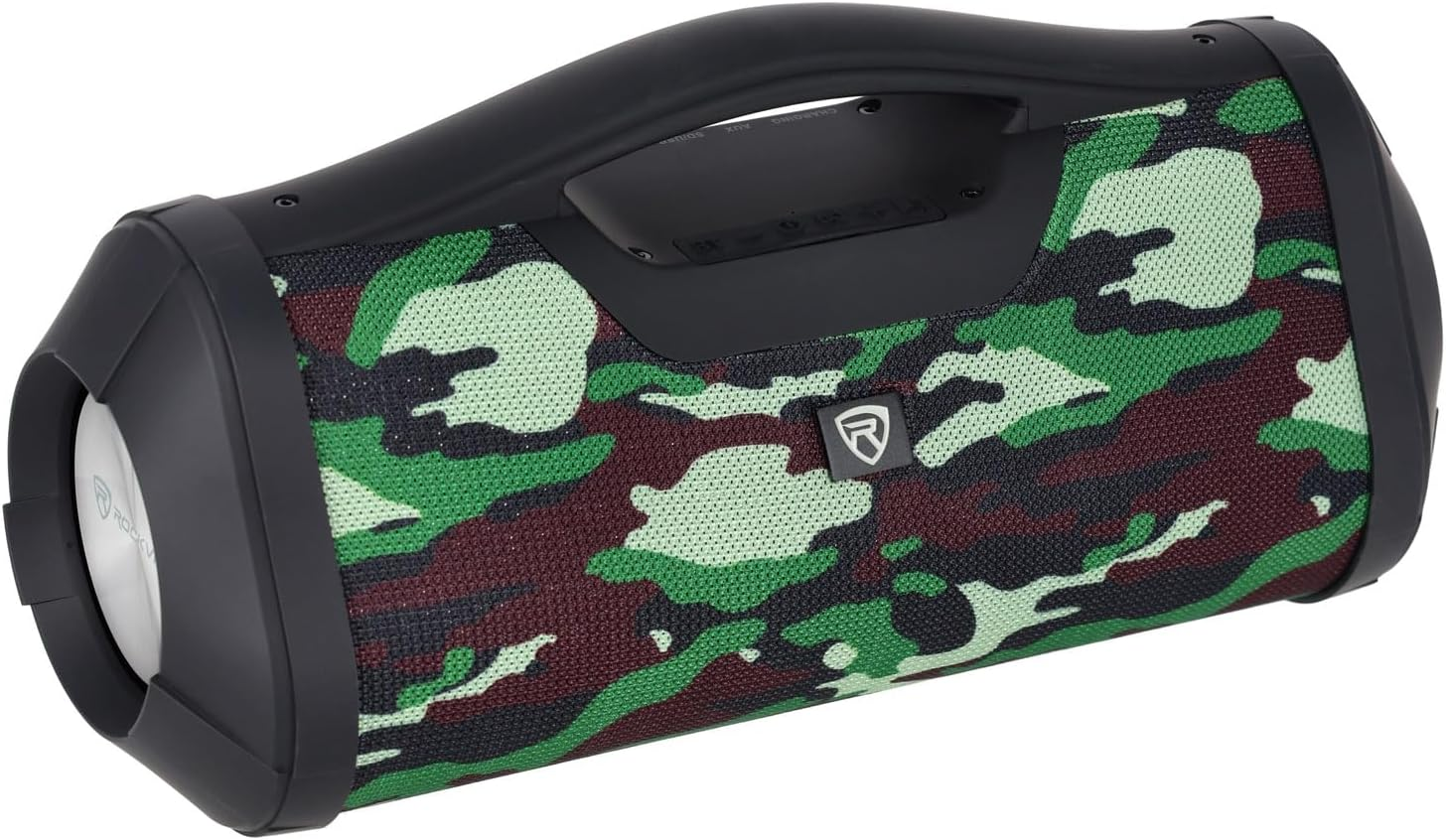 Rockville RPB-XL Portable Camo Bluetooth Speaker Boombox Usb/Powerbank/Sd/Aux with Wireless Linking and 24 Hour Battery Life