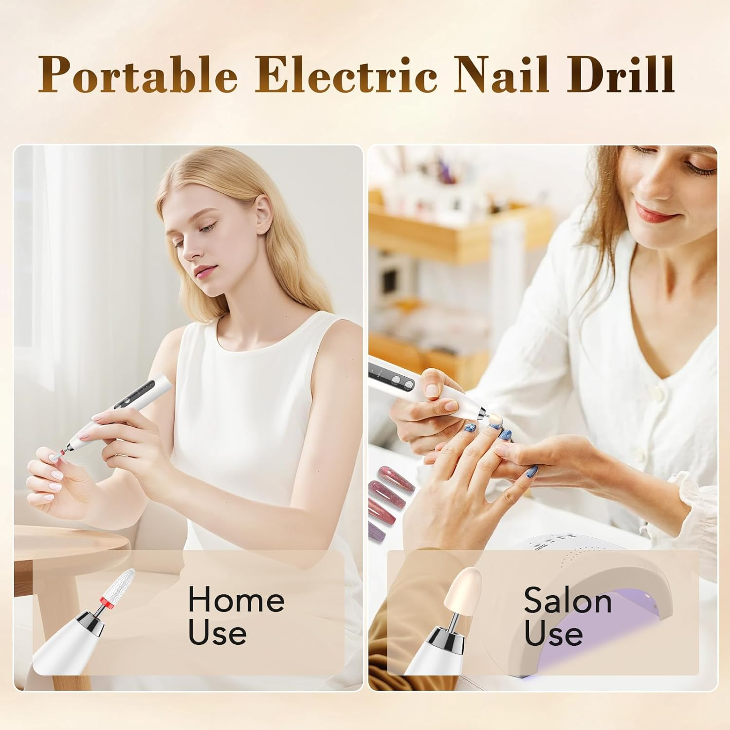 DOCOCO Electric Nail File, Cordless Nail Drill for Manicure and Pedicure, Acrylic Nail Remover Kit, 6 Bits Toe Nail Care Set for Home Salon Polishing, Removing, Trimming image number 4