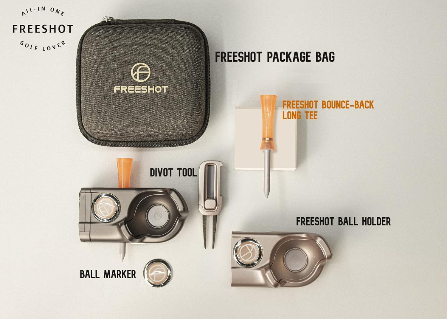 FREESHOT All-In-One Golf Accessory Tool That Includes Golf Ball Holder, Tees, Divot Tool and Custom Ball Markers, Golf Golf Lovers (4 Colors) image number 5