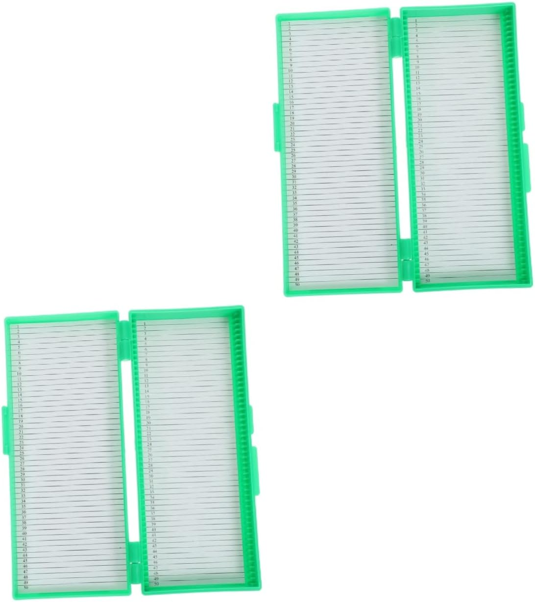 Baluue 2Pcs Box Microscope Slide Holder Box Glass Slide Storage Container Material for Lab
