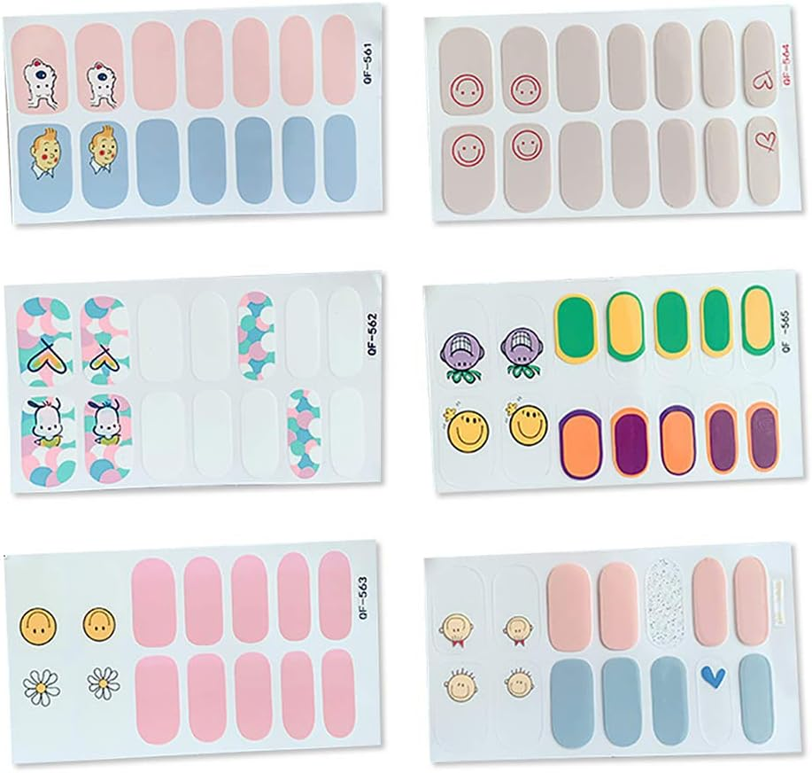 6 Sheets Cartoon Nail Art Stickers Bear Little Monster Frosted Nail Decals Beauty Accessories for Fingers image number 6