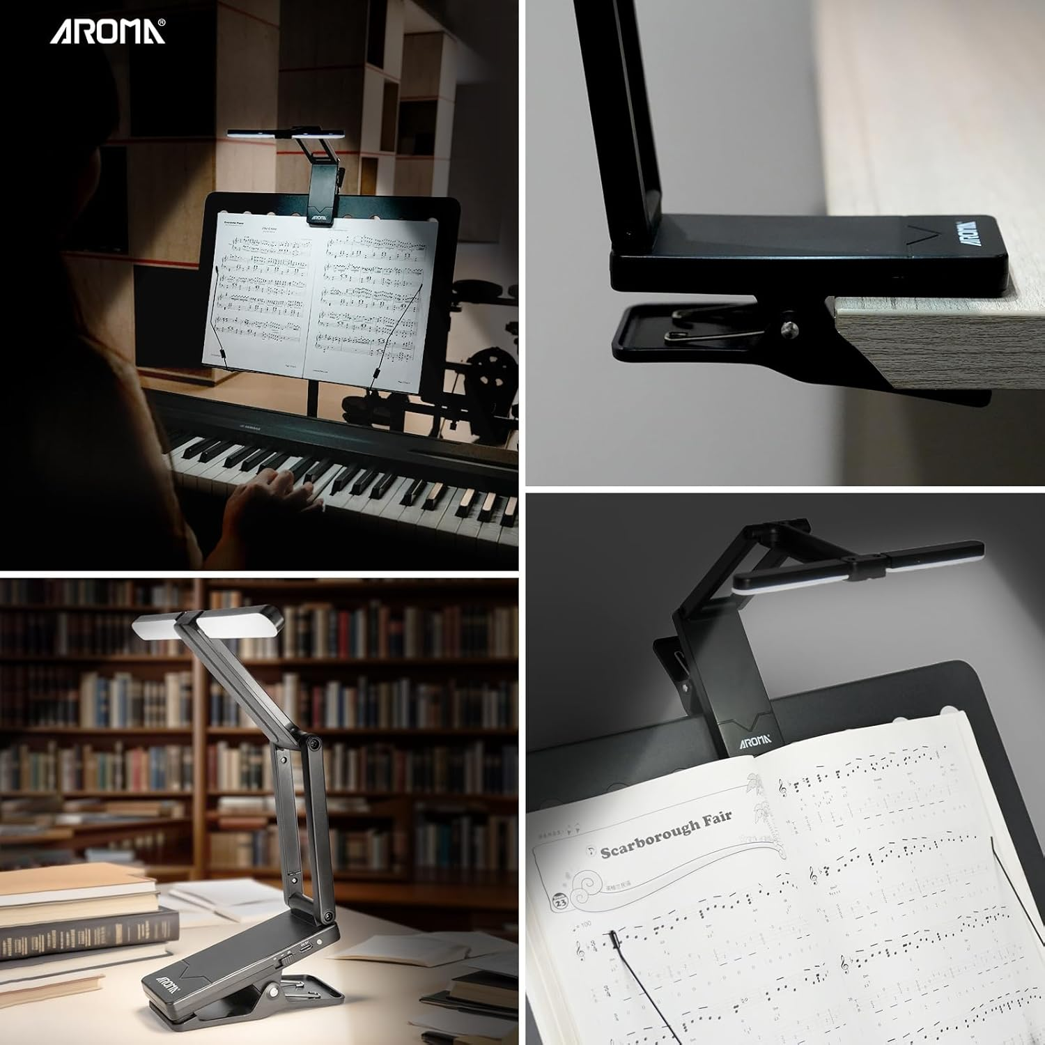 AROMA Light for Music Stand Rechargeable Clip on Piano Lamp Adjustable 2 Brightness image number 2