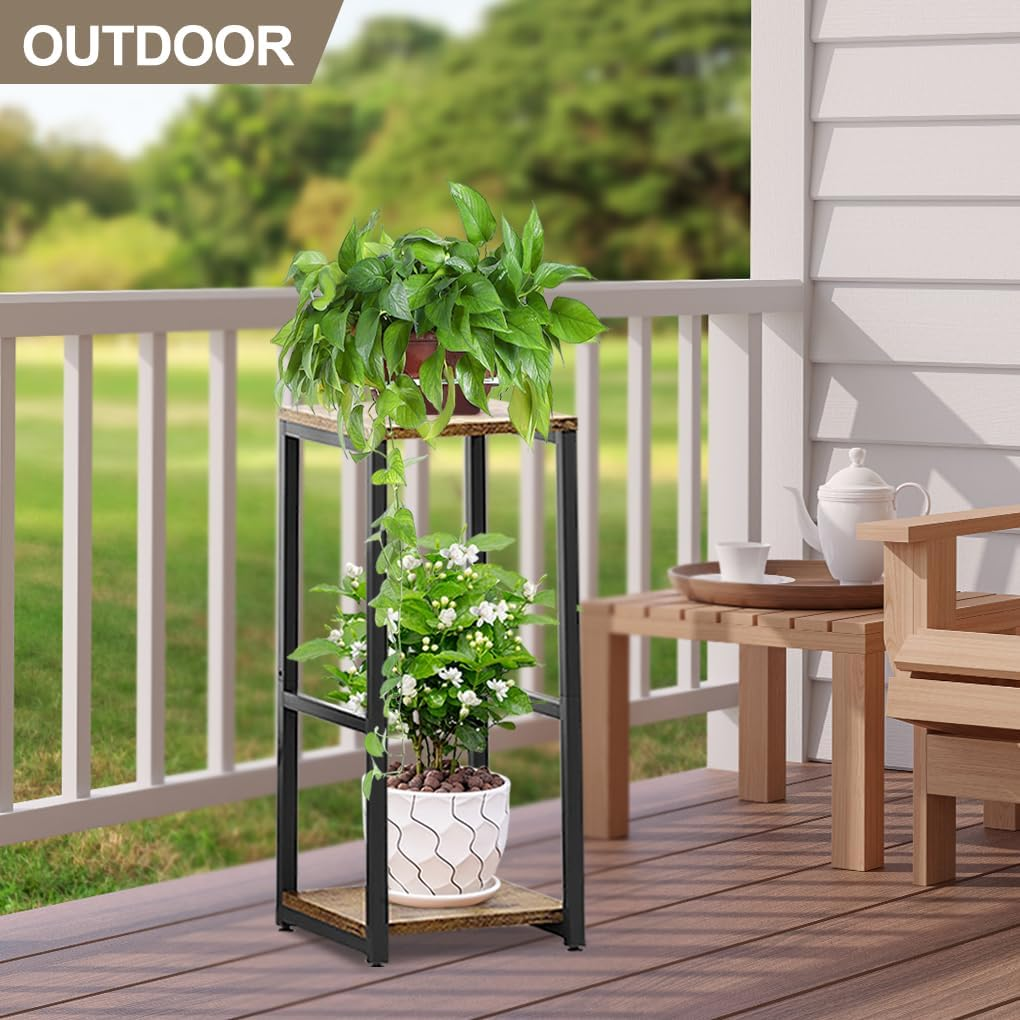 Delsol Plant Stand Corner Rack Metal Modern Flower Storage Plant Shelf Holder, Tall Plant Tables Indoor Outdoor for Living Room Balcony Garden (2 Tier) image number 3