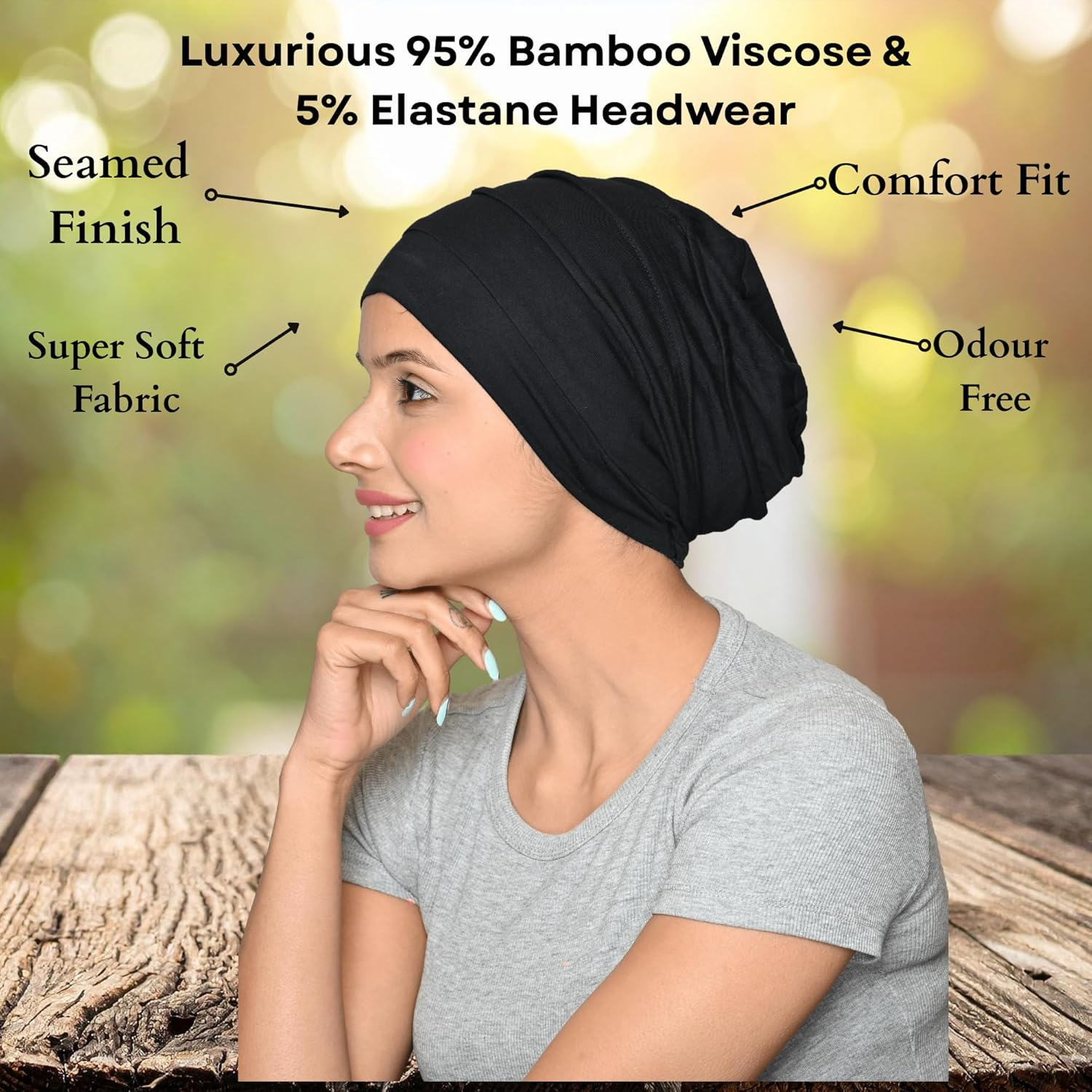 SAKUCHI Chemo Silky Soft Slouchy Snood Bamboo Cap image number 6