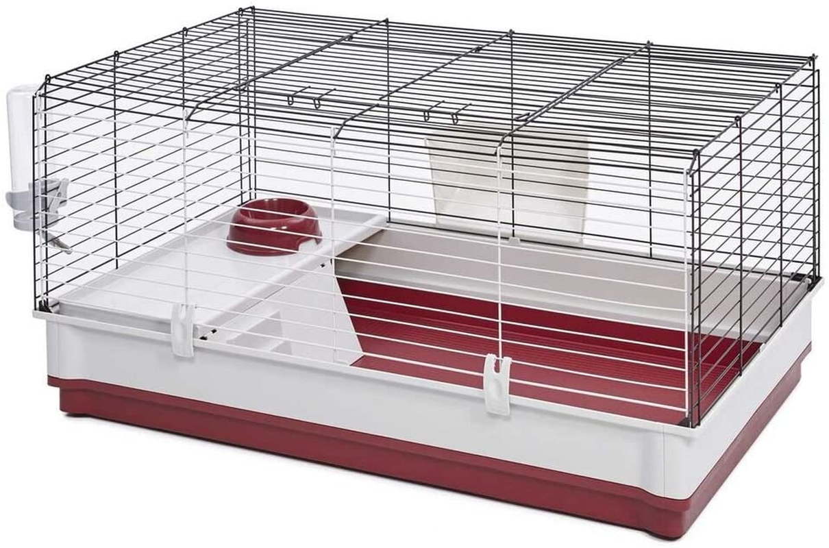 Midwest Homes for Pets 158 Wabbitat Deluxe Rabbit Home, Rabbit Cage, 39.5 L X 23.75 W X 19.75 H Inch, Maroon/White image number 3