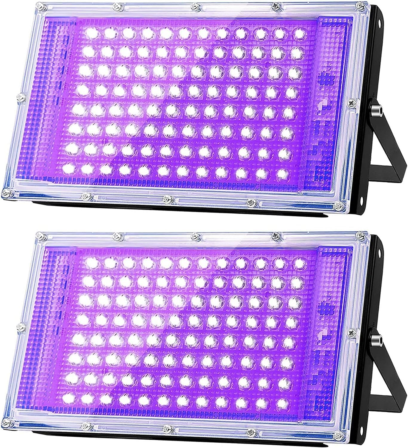 Glostars 100W LED UV Black Light Lamp, Black Light Spotlight, IP66 Waterproof, 395-400Nm UV Party Light with Switch for Bar, Party Supplies, Black Light Decoration (100W (2 Pack))