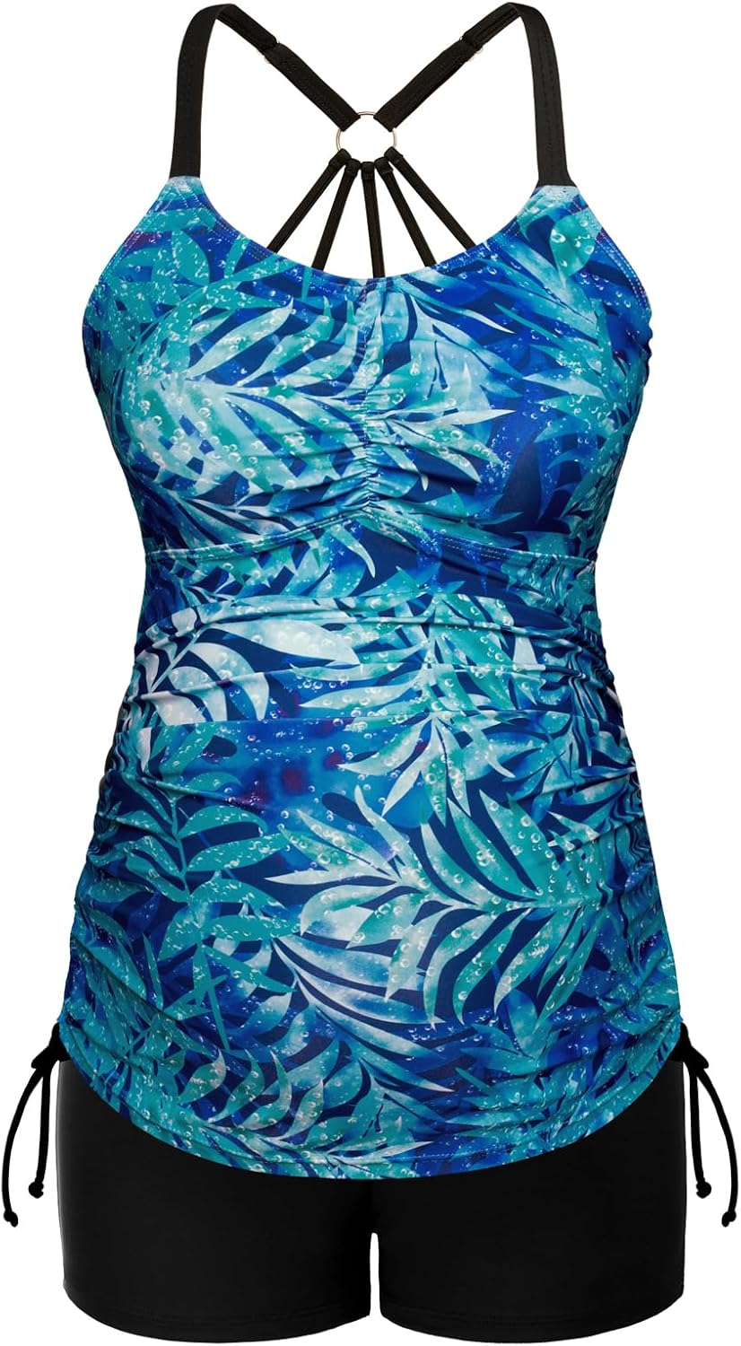 Maacie Maternity Tankini Swimsuits Tankini Top Bikini Top Boyshorts Set 3 Pieces image number 1