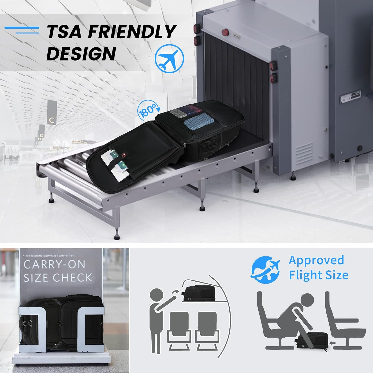 Travel Backpack Laptop Backpack 15.6 Inch Waterproof Large Computer Bag Work Business College Backpack Bookbag for Men Women TSA Friendly Carry on Backpack with USB Hole, Black image number 4