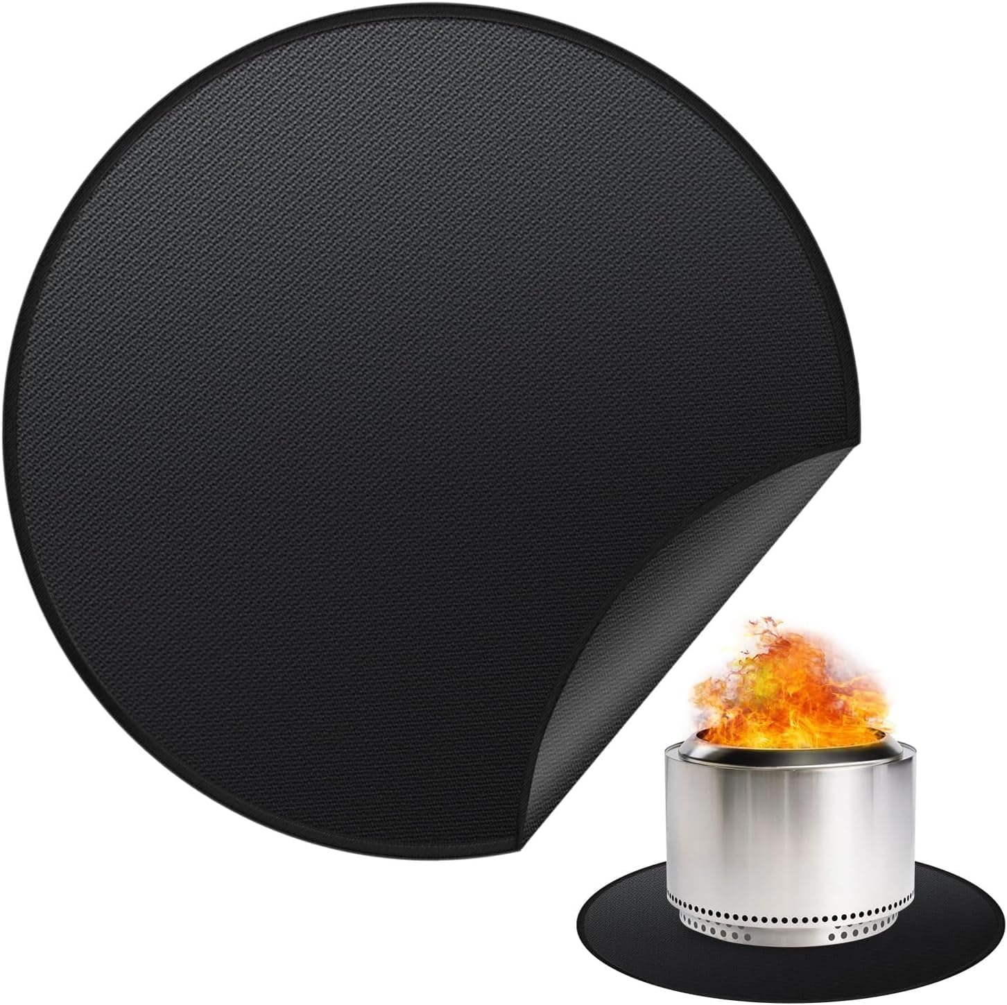 Fire Pit Mat, Camping Fireproof Mat, round Fireproof under Grill Mats for Outdoor Grill, Portable Camping Stove Mat for Solo Stove Accessories, Barbecue Mat for Solo Stove Bonfire (L, 97CM*97CM)