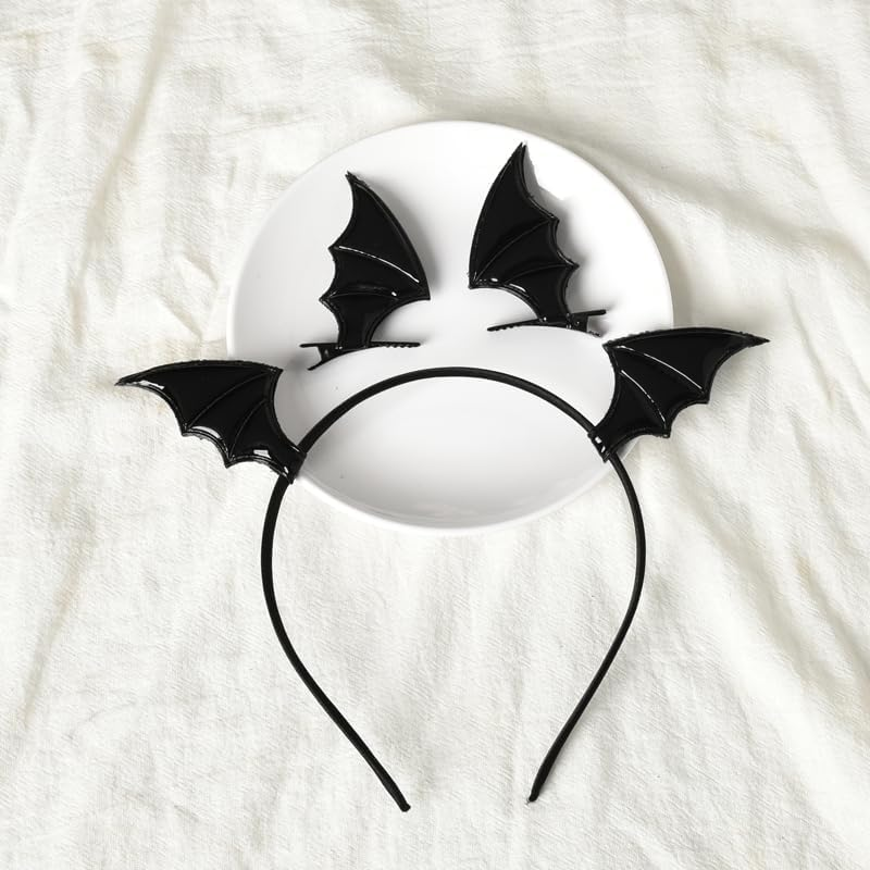 Halloween Bat Hair Clips and Devil Ear Headband for Women Girls - Black Barrettes for Cosplay Accessories - Black image number 6