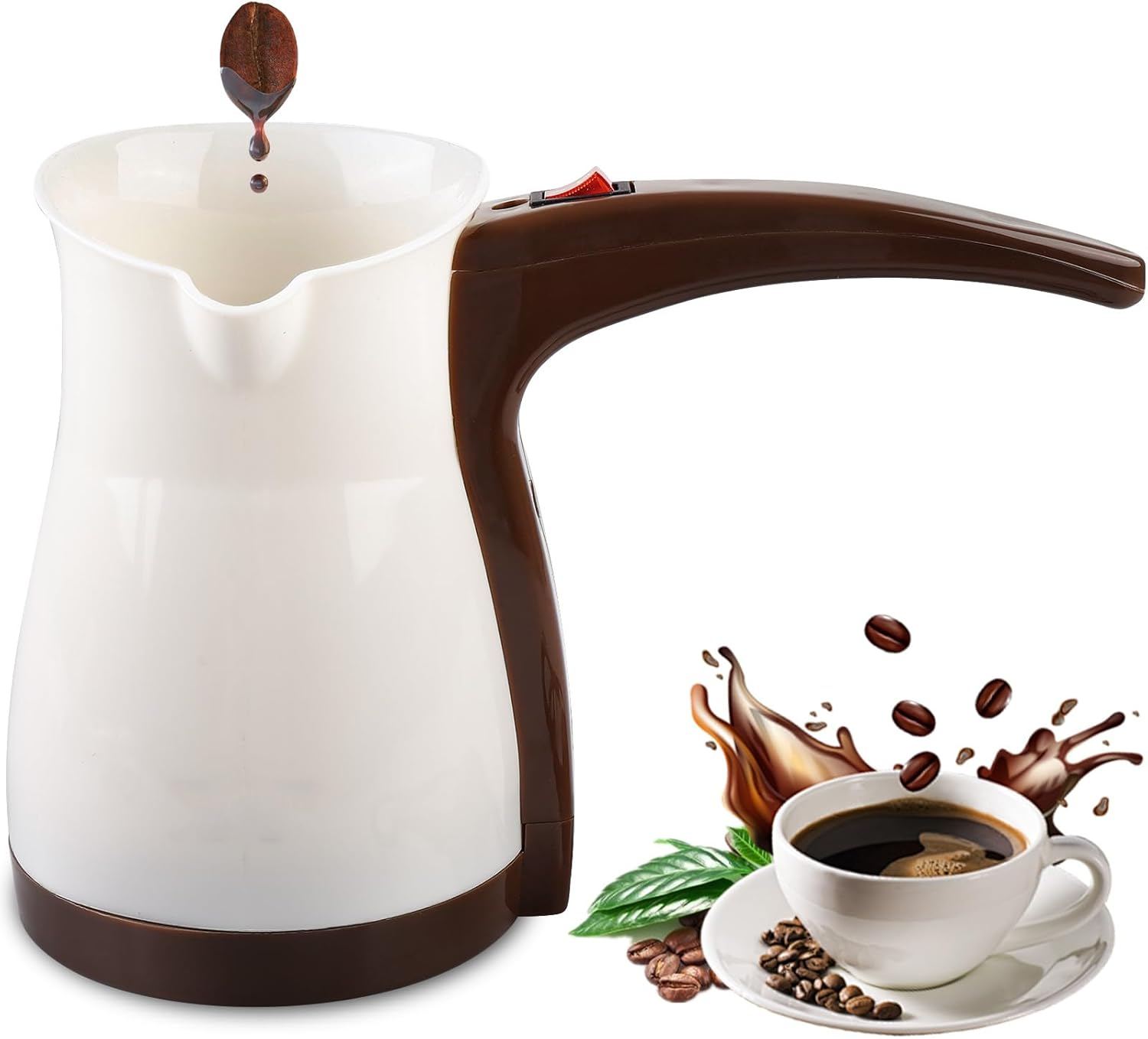 Turkish Coffee Maker, Electric Coffee Maker, 500Ml Electric Turkish Coffee Machine, 600W, 220V Induction Espresso Machine, Electric Kettle, for Home Moka Teapot Tea Coffee (Beige) image number 4