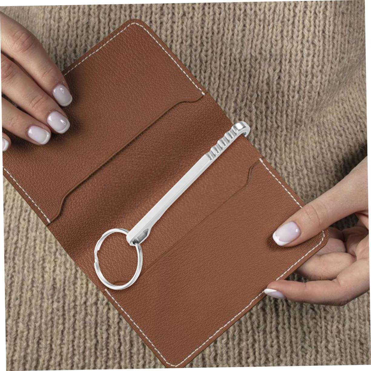 TOGEVAL 2Pcs Stainless Steel Waist Clip Money Clip Carabiner Wallet Key Chain for Camping Accessories Portable Keychain Small Wallet image number 2