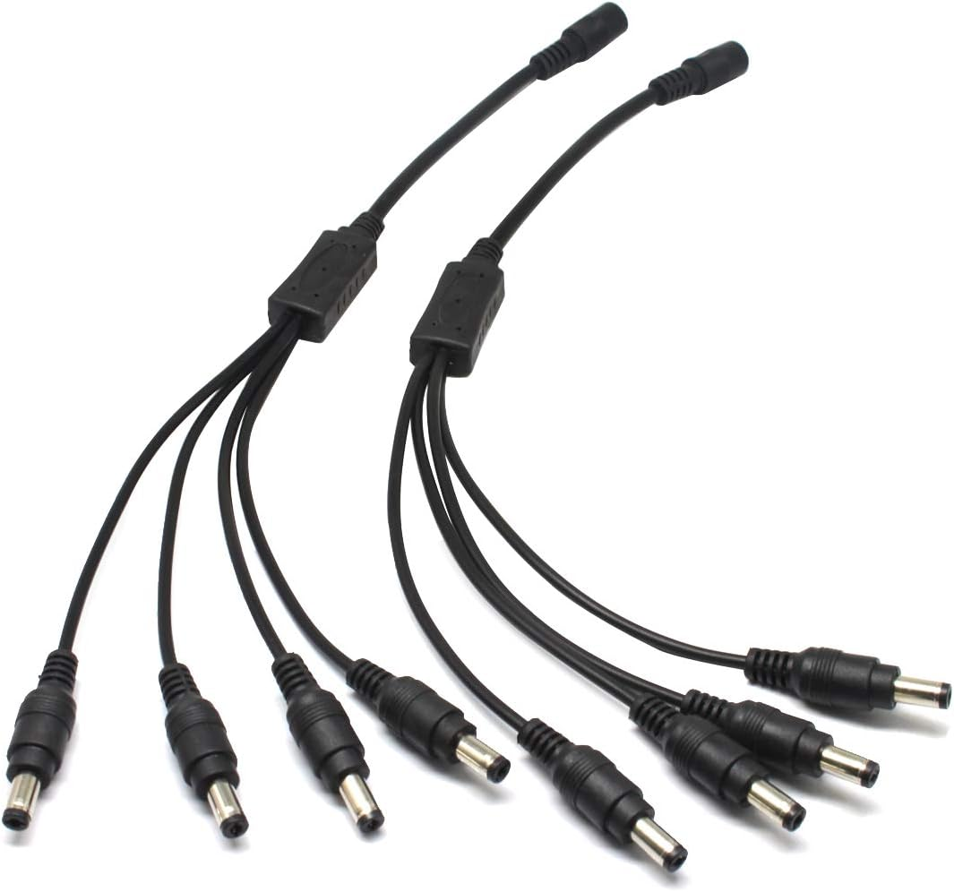 2Pack 1 to 4 Way DC Power Splitter Cable Barrel Plug 5.5Mm X 2.1Mm for CCTV Cameras DVR LED Light Strip and More image number 2