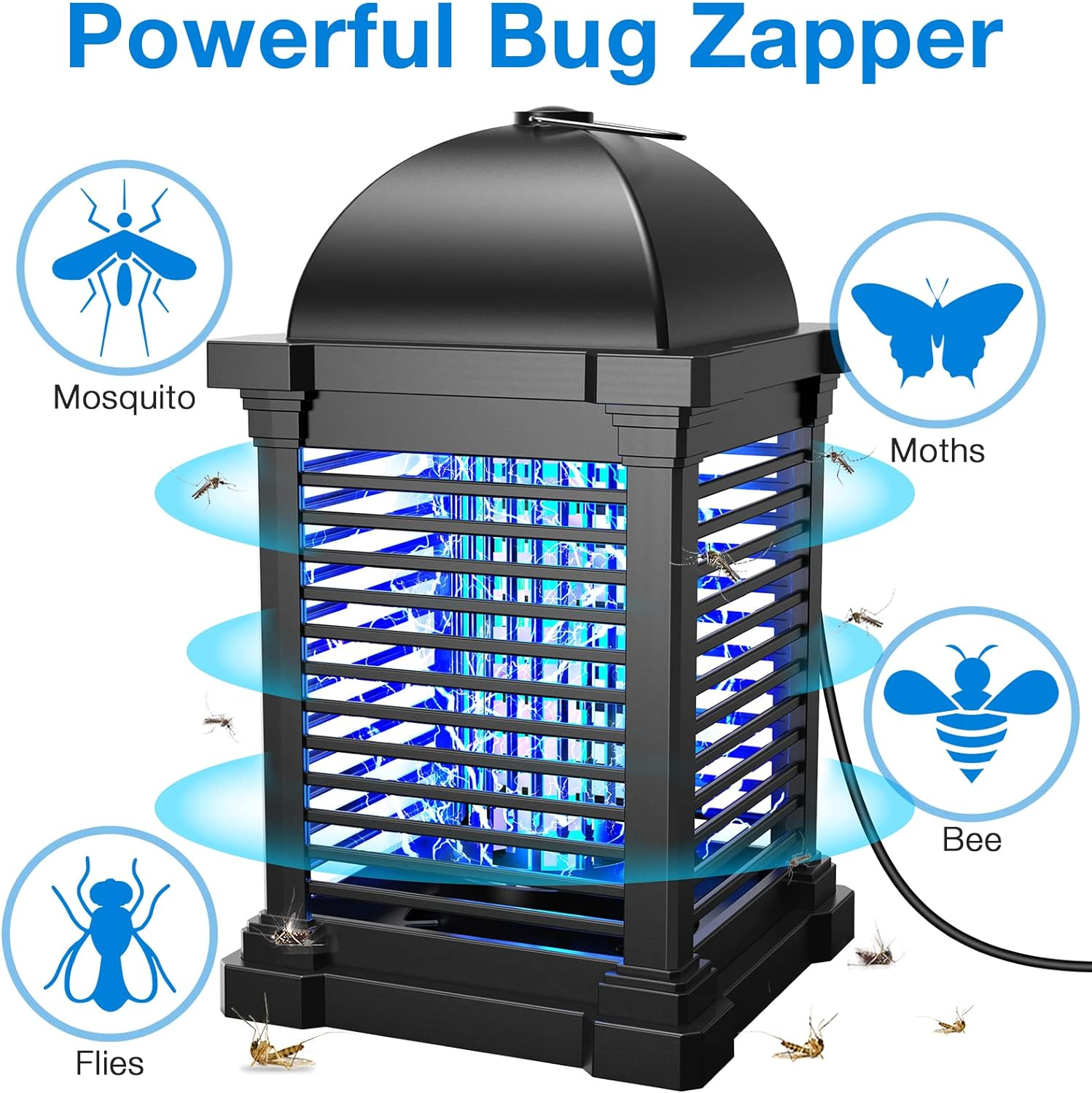 PALONE Bug Zapper, High-Performance 4300V, 20W 2 in 1 Indoor and Outdoor Multifunctional Mosquito Killer Lamp, IPX4 High-Grade Waterproof, Mosquito Killer for Mosquitoes, Wasps, House Flies image number 2